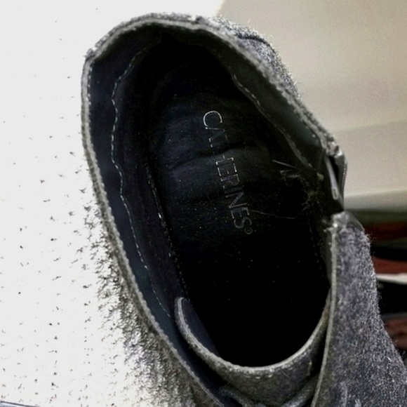 Grey Felt/ Flannel Side Zip and Lace Up Ankle Booties by Catherine Sz 9W - Picture 8 of 8